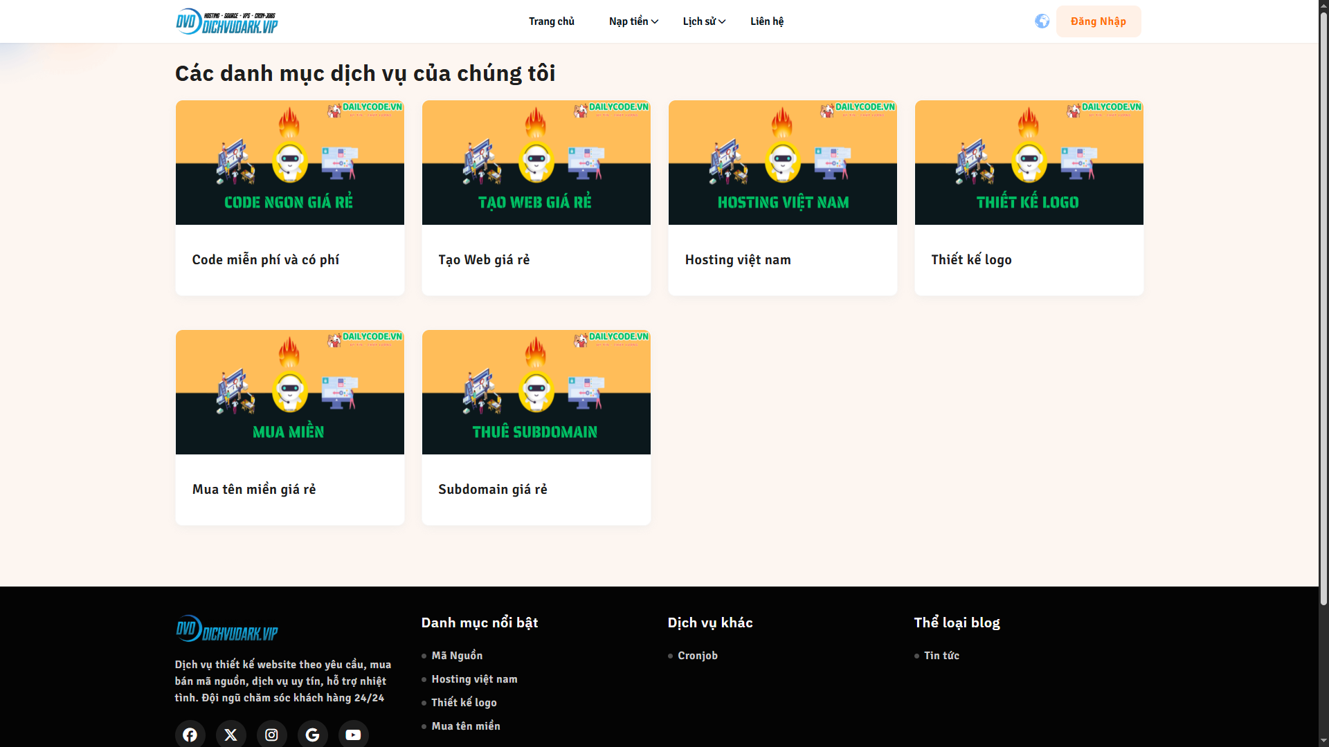  CODE BÁN HOSTING, SOURCE CODE, TÊN MIỀN, TẠO LOGO, WEBSITE GIỐNG DAILYCODE BẢN CŨ - QuangHauIuEm