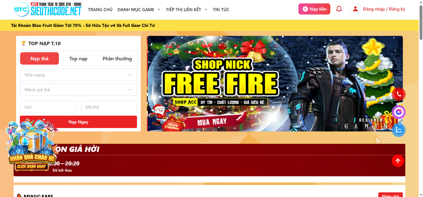  Code shop game các loại , có vòng quay - QuangHauIuEm